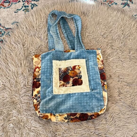 Vintage 1970s terry cloth handmade bag - Picture 1 of 10